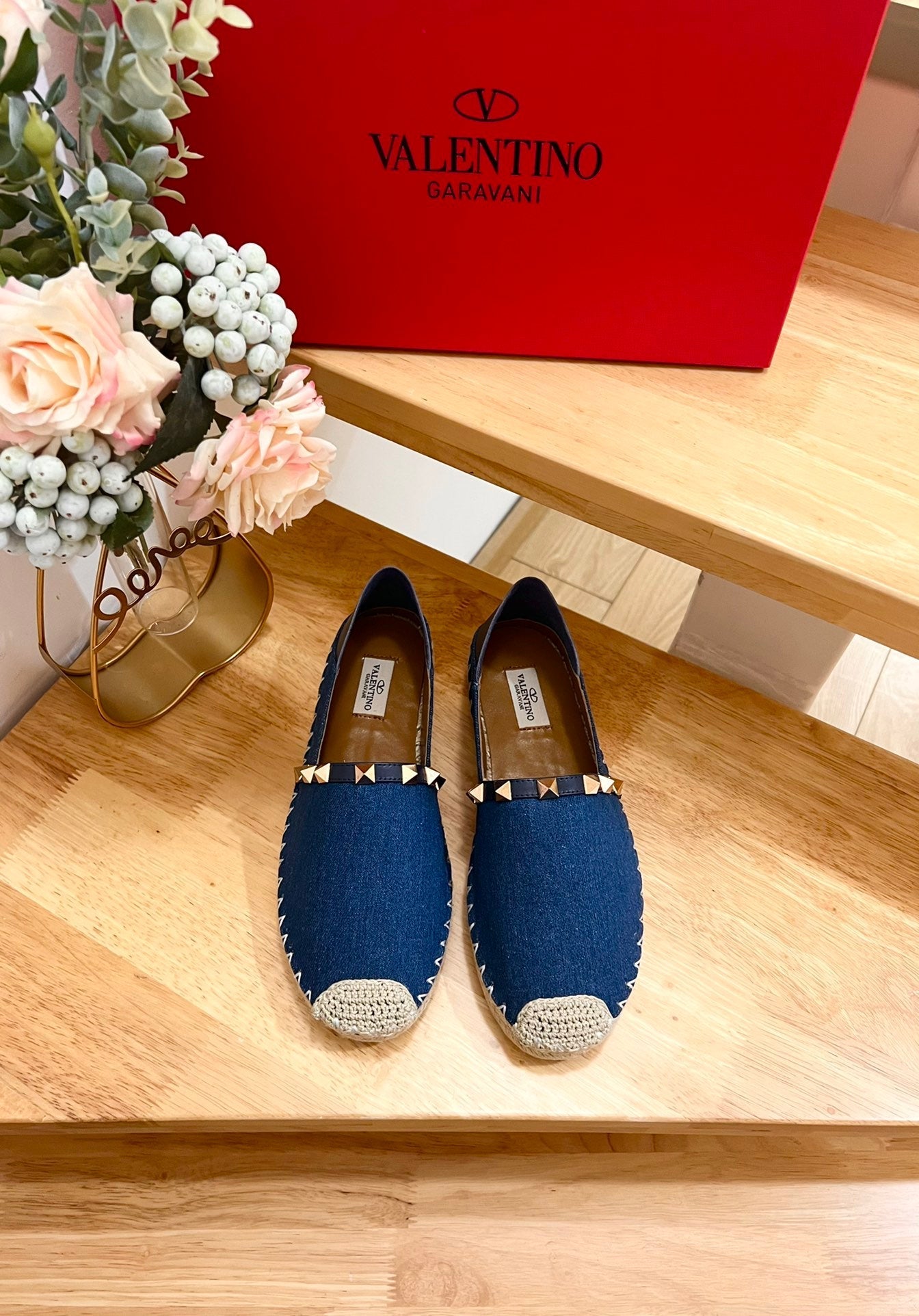 ROCKSTUD NAVY BLUE CANVAS ESPADRILLES