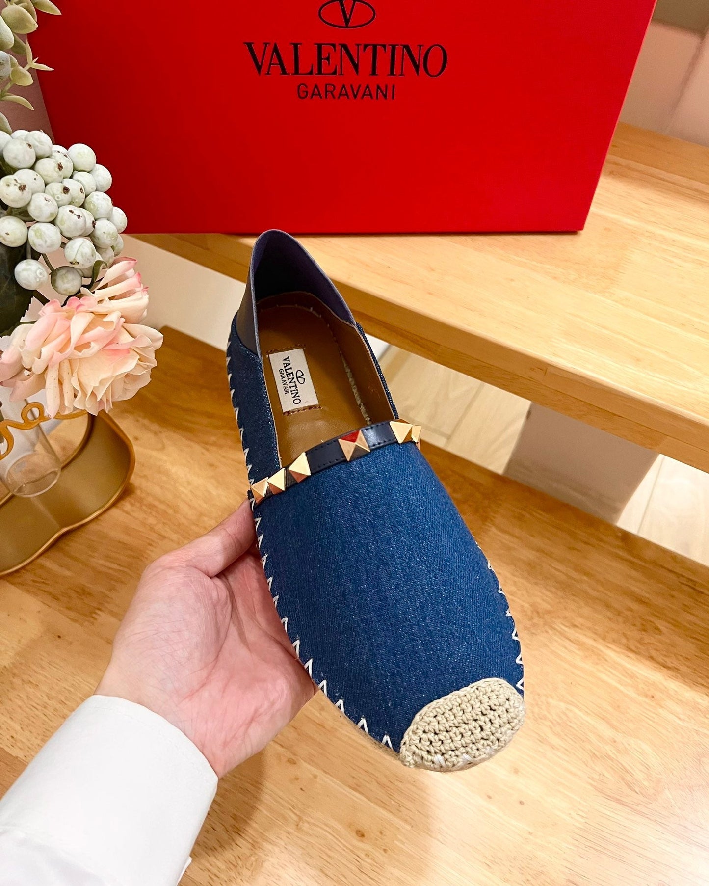 ROCKSTUD NAVY BLUE CANVAS ESPADRILLES