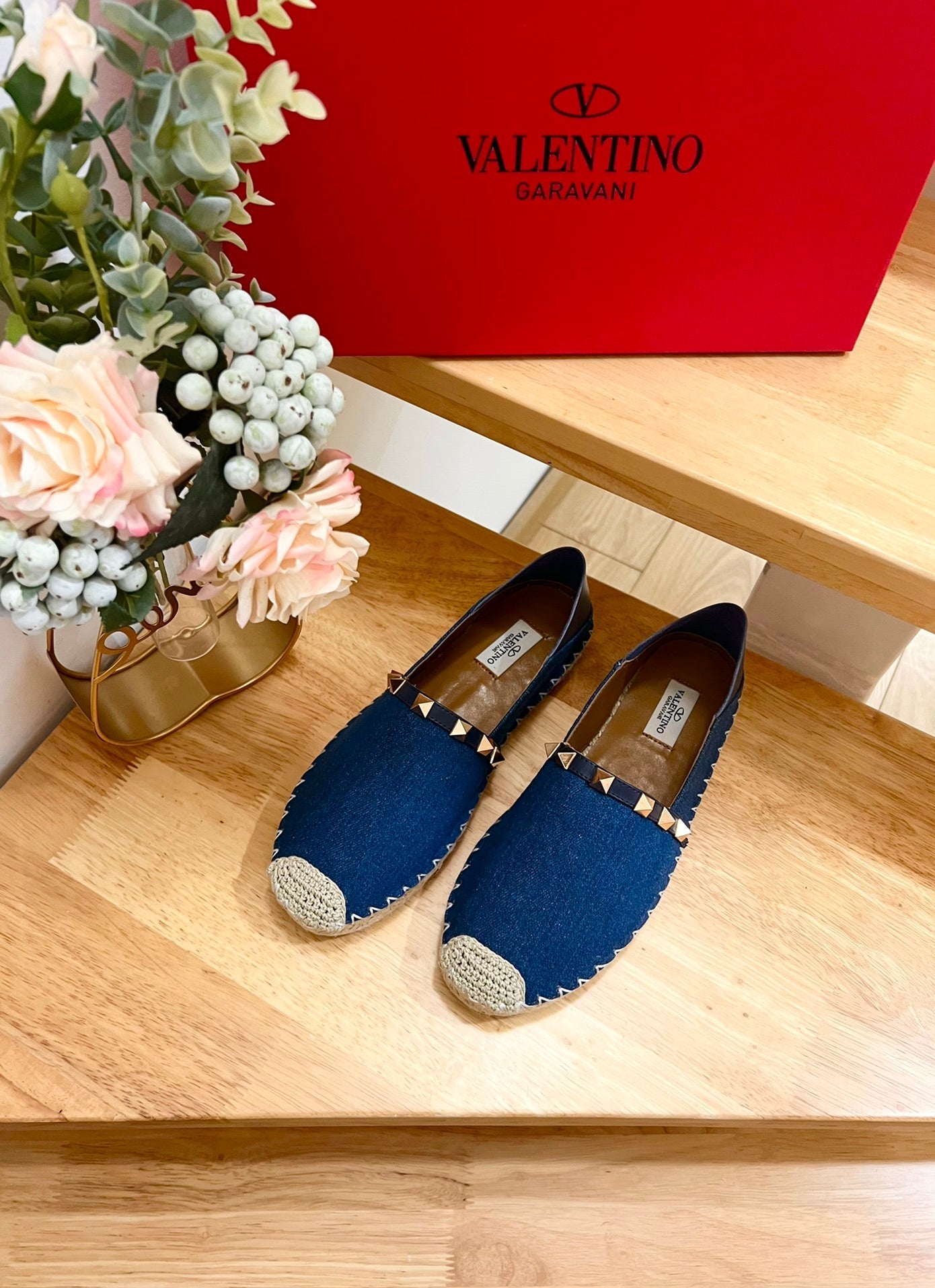 ROCKSTUD NAVY BLUE CANVAS ESPADRILLES