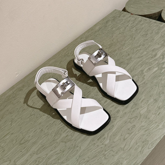 Sandal Ines White Lambskin