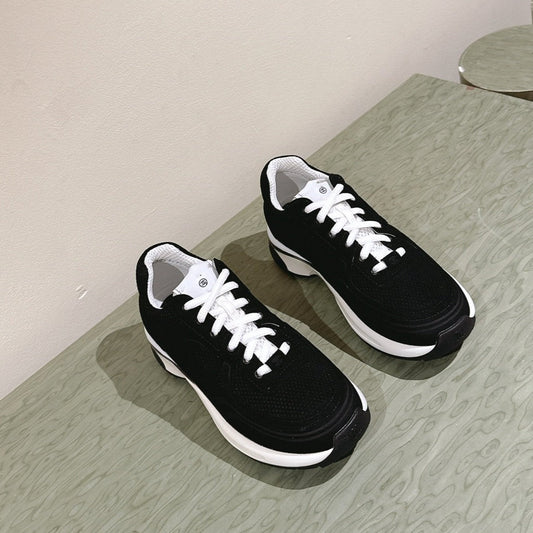 cc trainer black white fabric