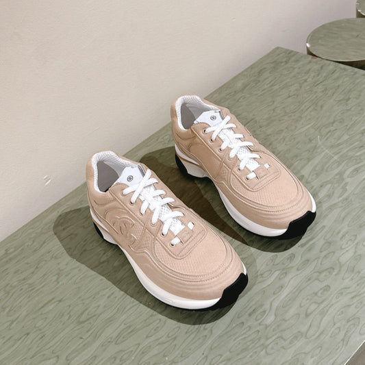 cc trainer beige white fabric