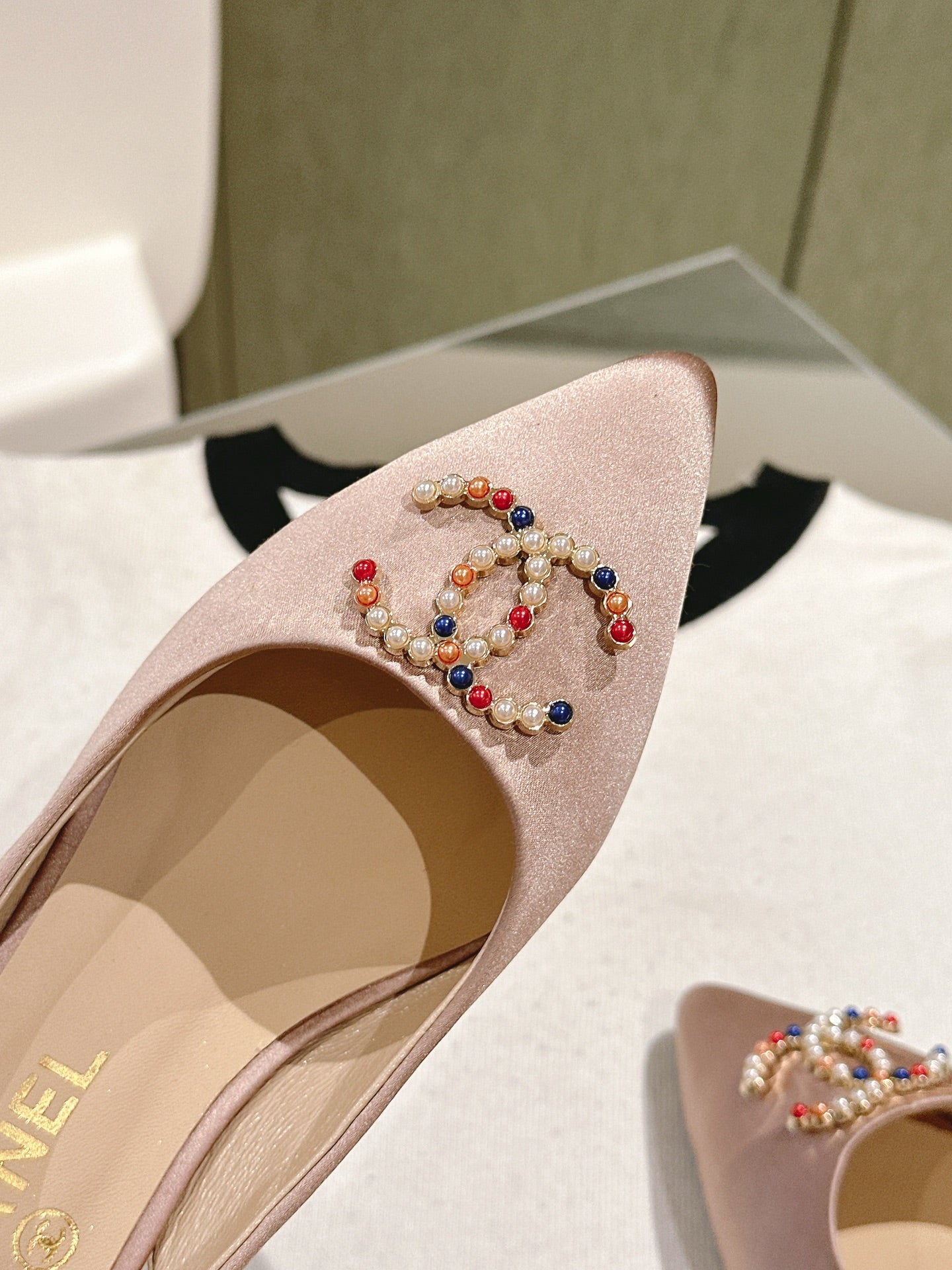 slingbacks 75 pink satin multicolor logo