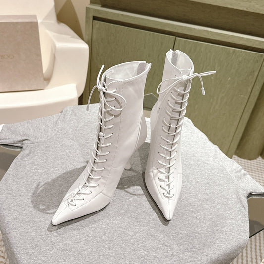 Jimmy Scarlett Ankle Boot 90mm In White Lambskin 813455