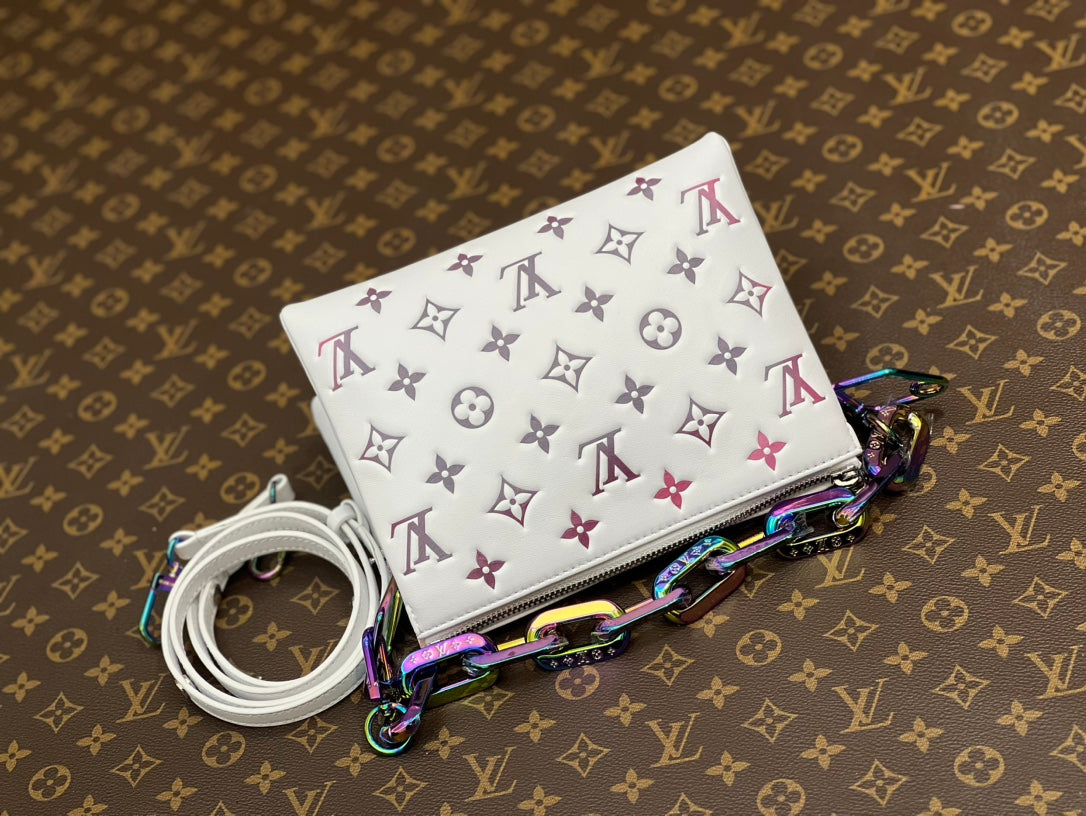 coussin bb 21 white empreinte calfskin multicolor chain