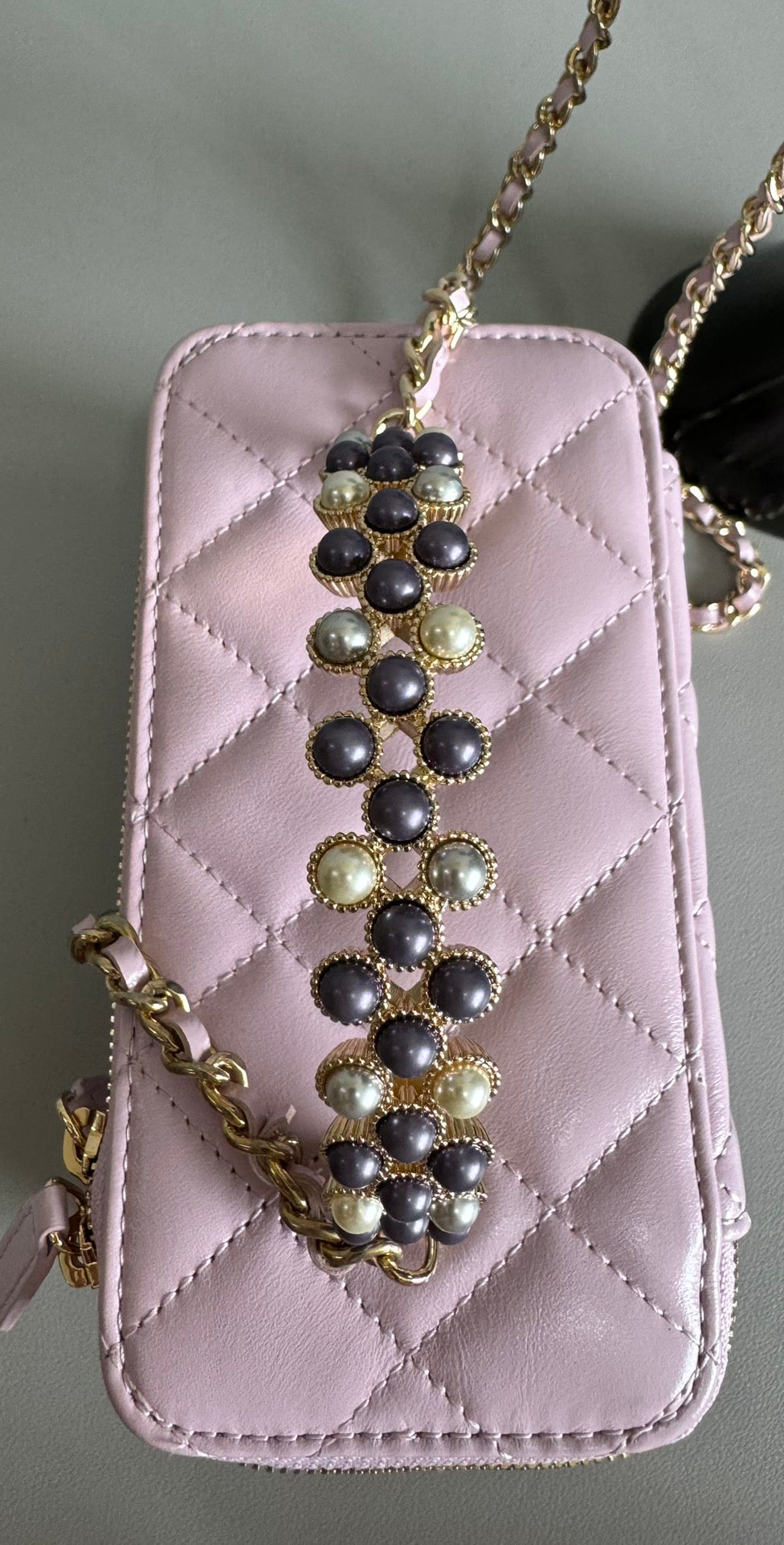 CC Vanity Case Pearl 17cm Cotton Candy Lambskin Gold hardware