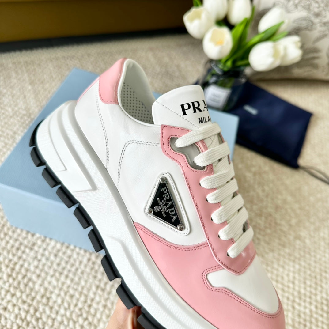 PRA THICK SOLE SNEAKER WHITE AND PINK CALFSKIN