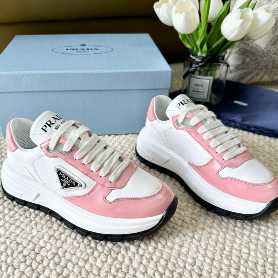 PRA THICK SOLE SNEAKER WHITE AND PINK CALFSKIN