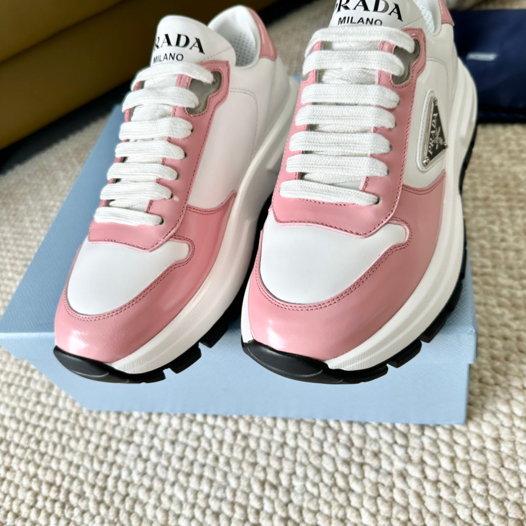 PRA THICK SOLE SNEAKER WHITE AND PINK CALFSKIN