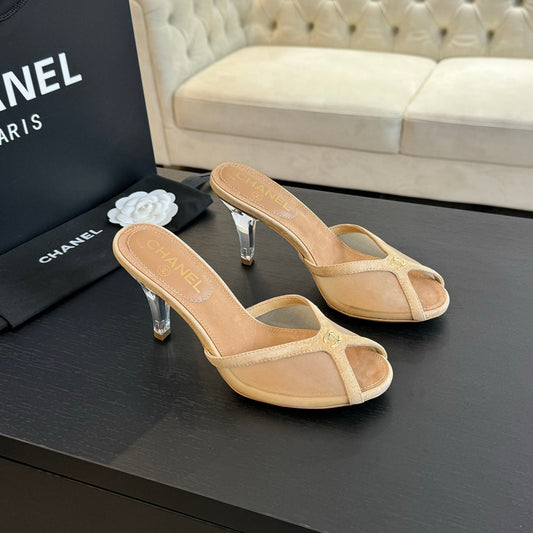 cc mule sandal beige lace beige calfskin