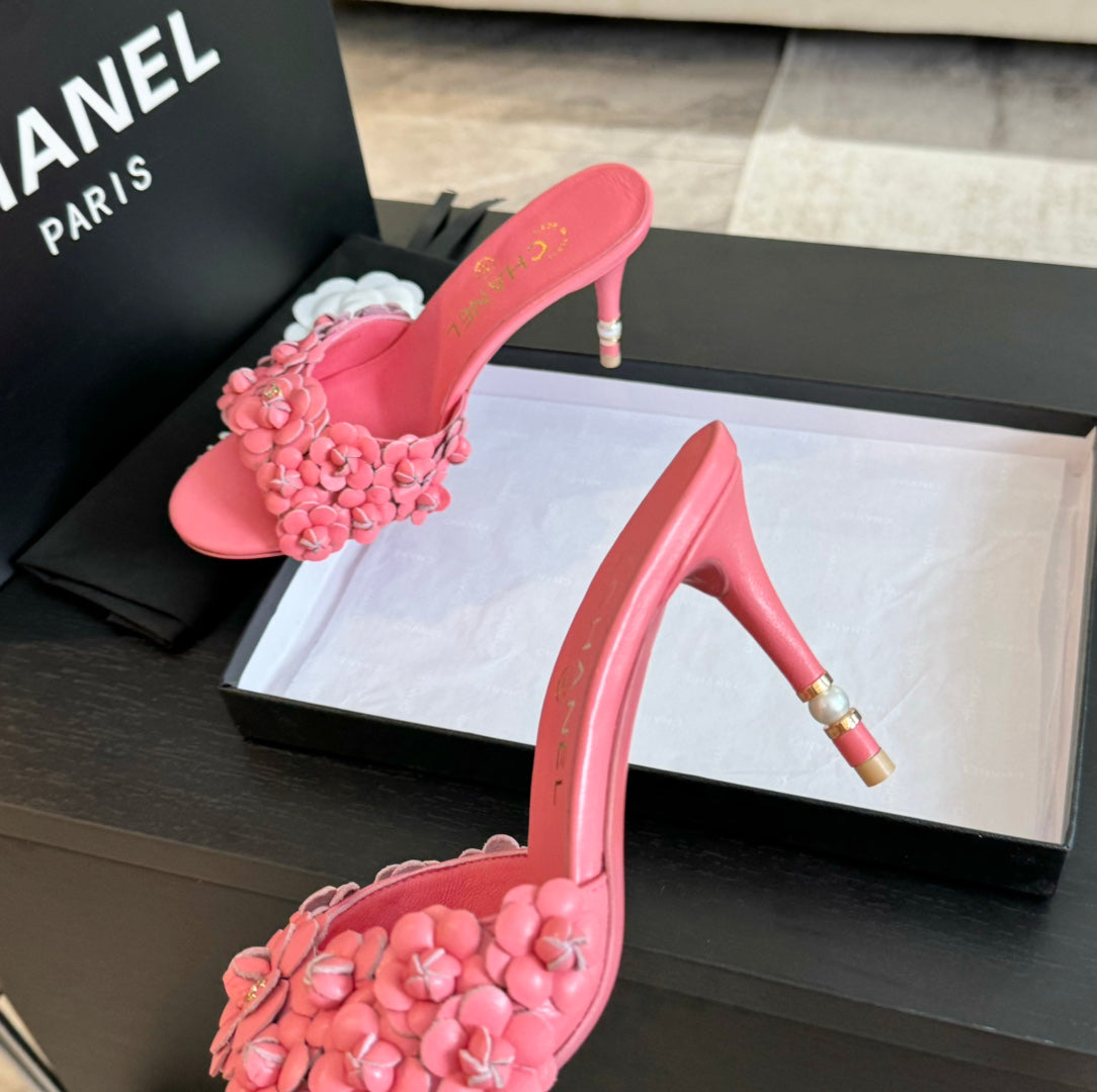 cc camelia sandal 80 rose pink calfskin