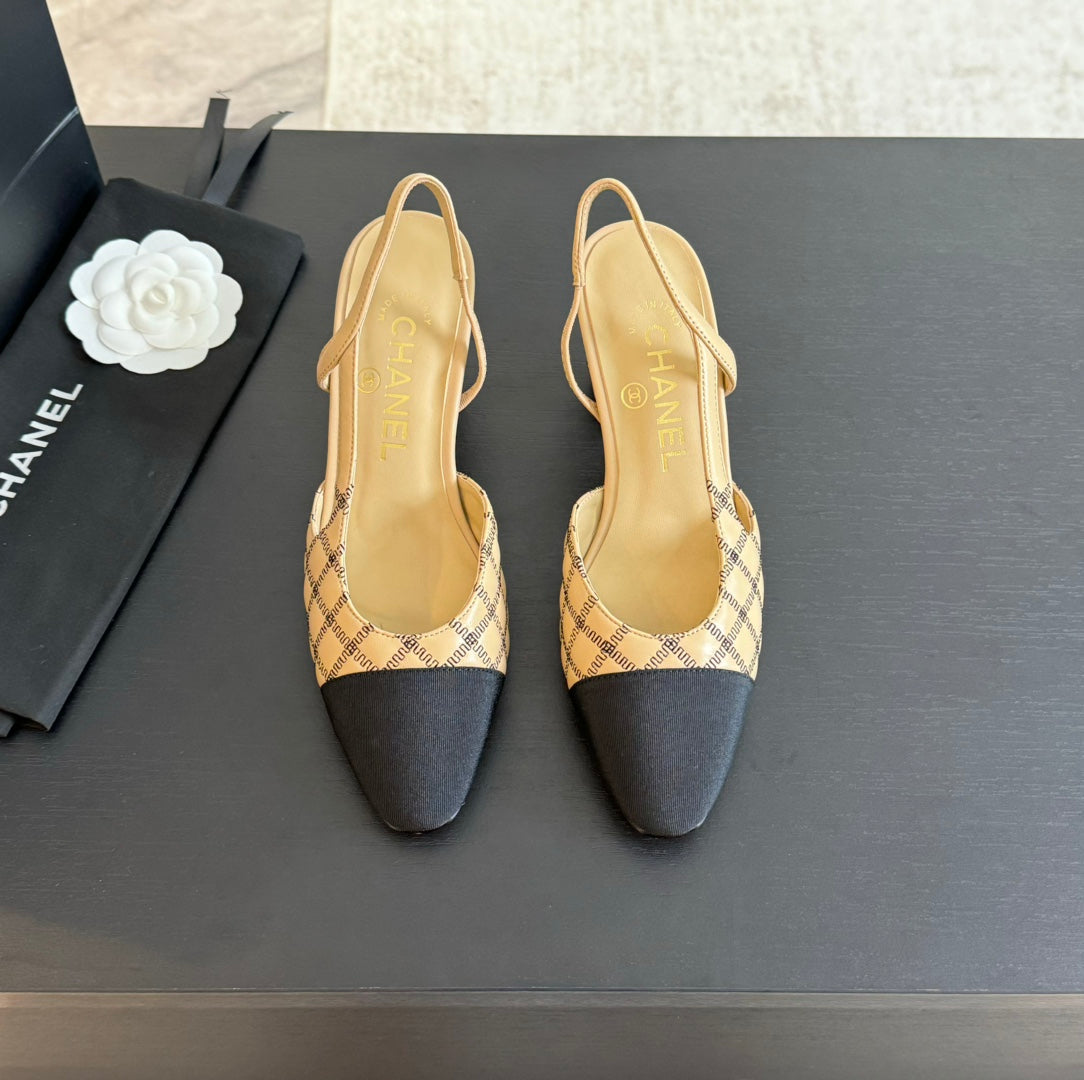 slingbacks 65 beige black calfskin embroidery black grosgrain