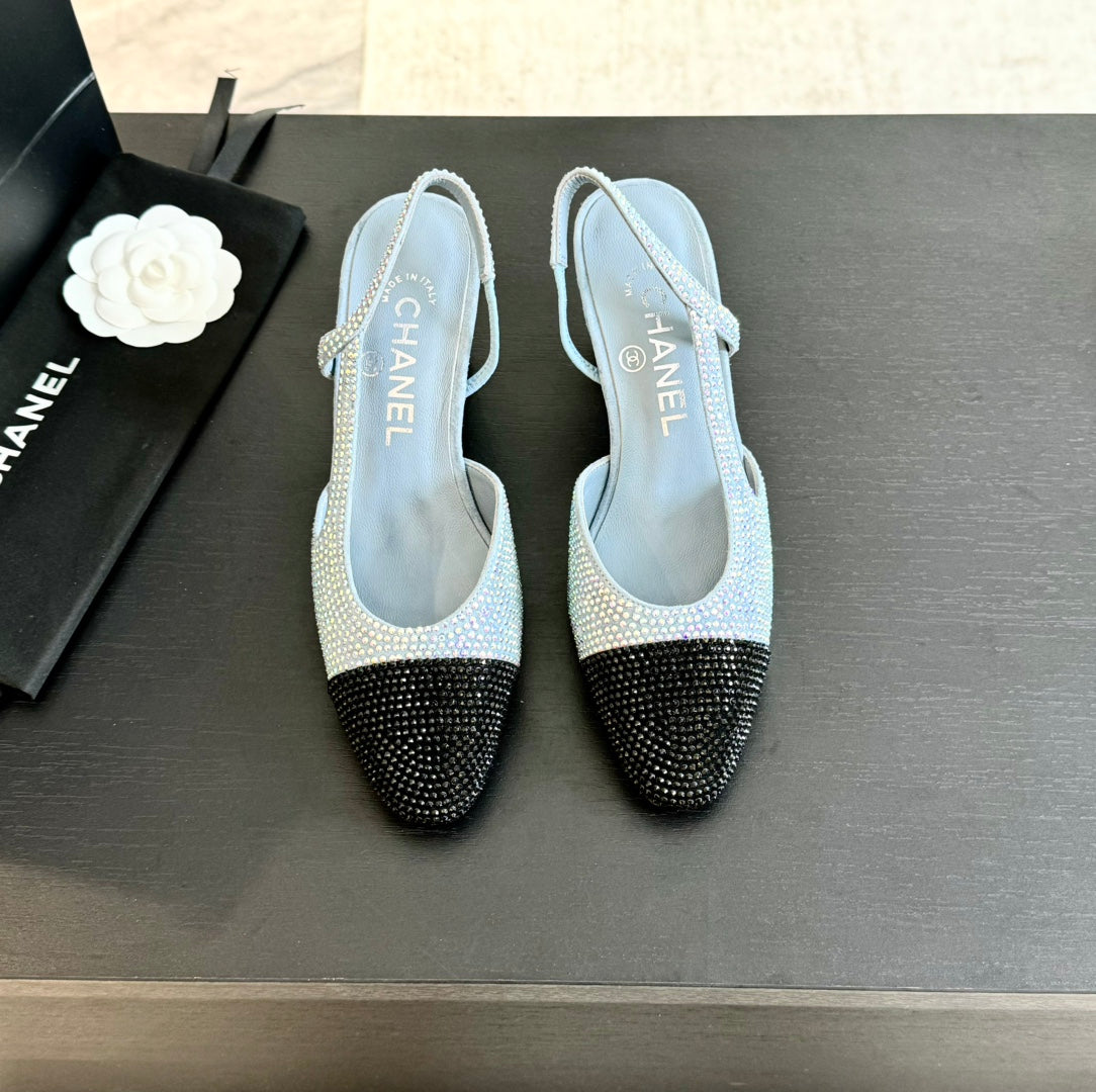 slingbacks 65 blue black calfskin glitter