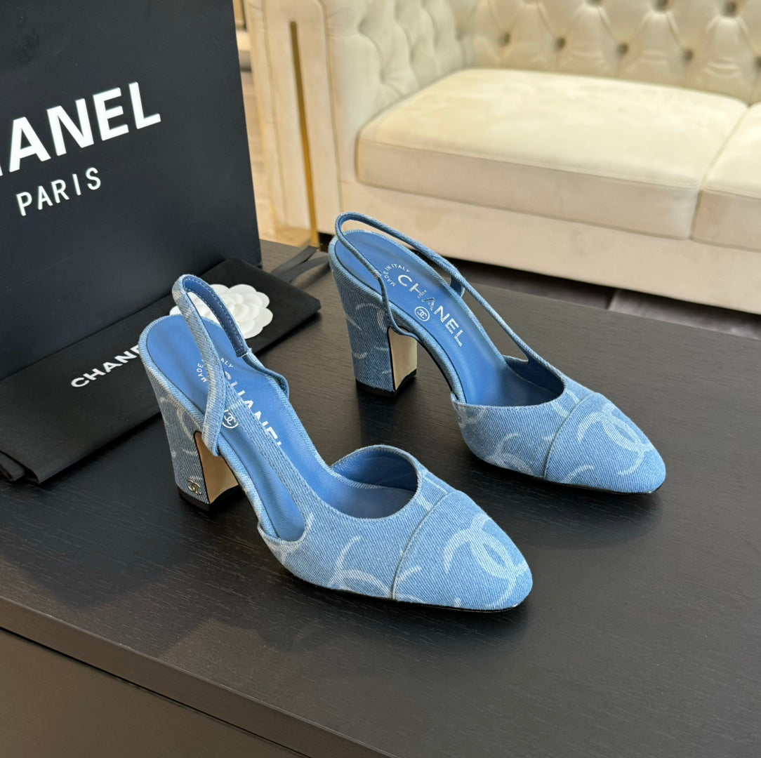 slingbacks 95 blue denim multi logo