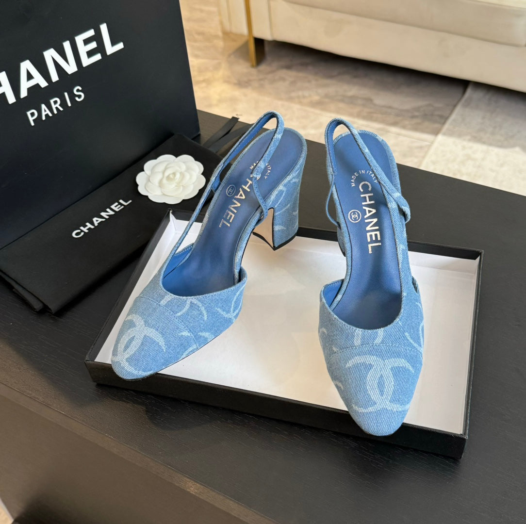 slingbacks 95 blue denim multi logo