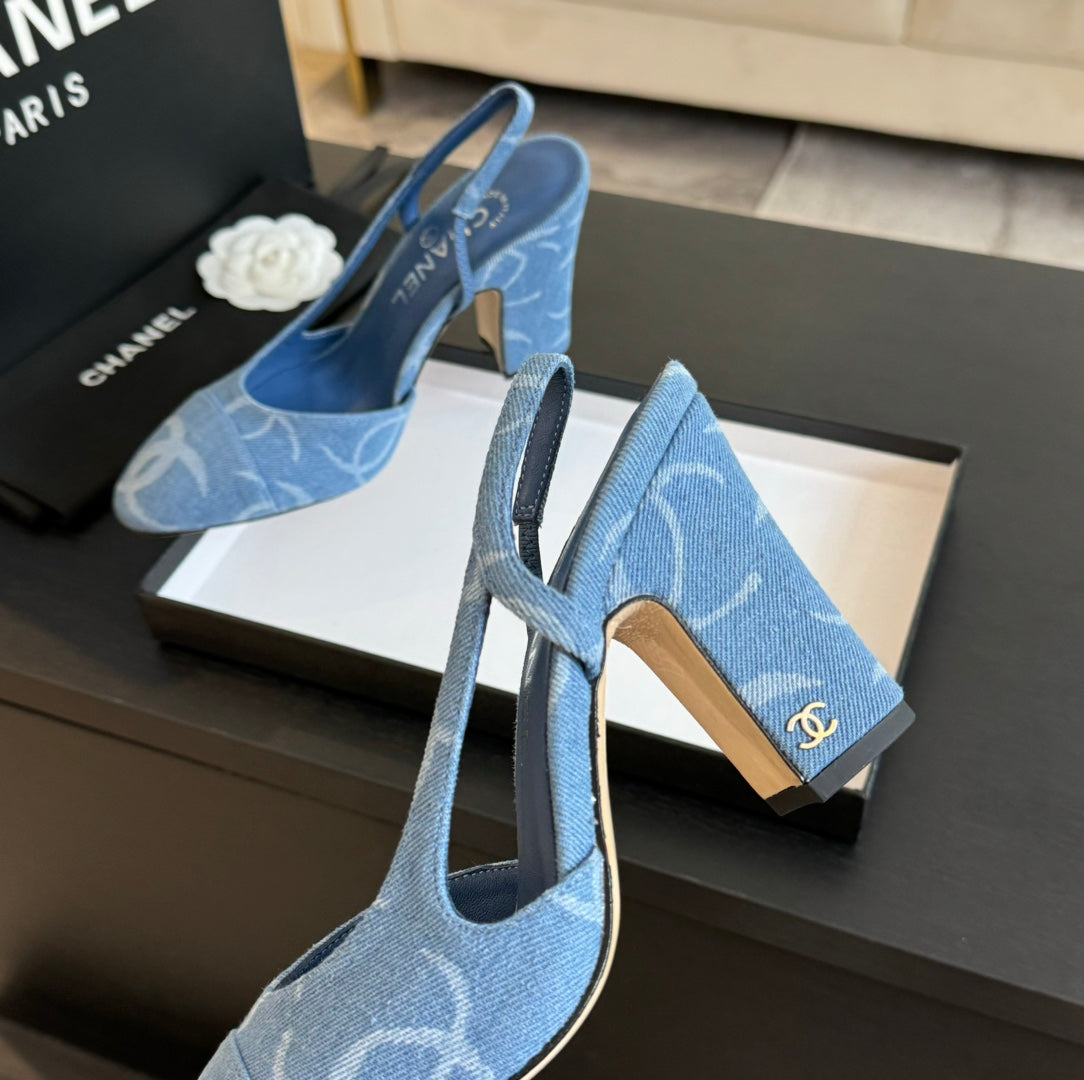 slingbacks 95 blue denim multi logo