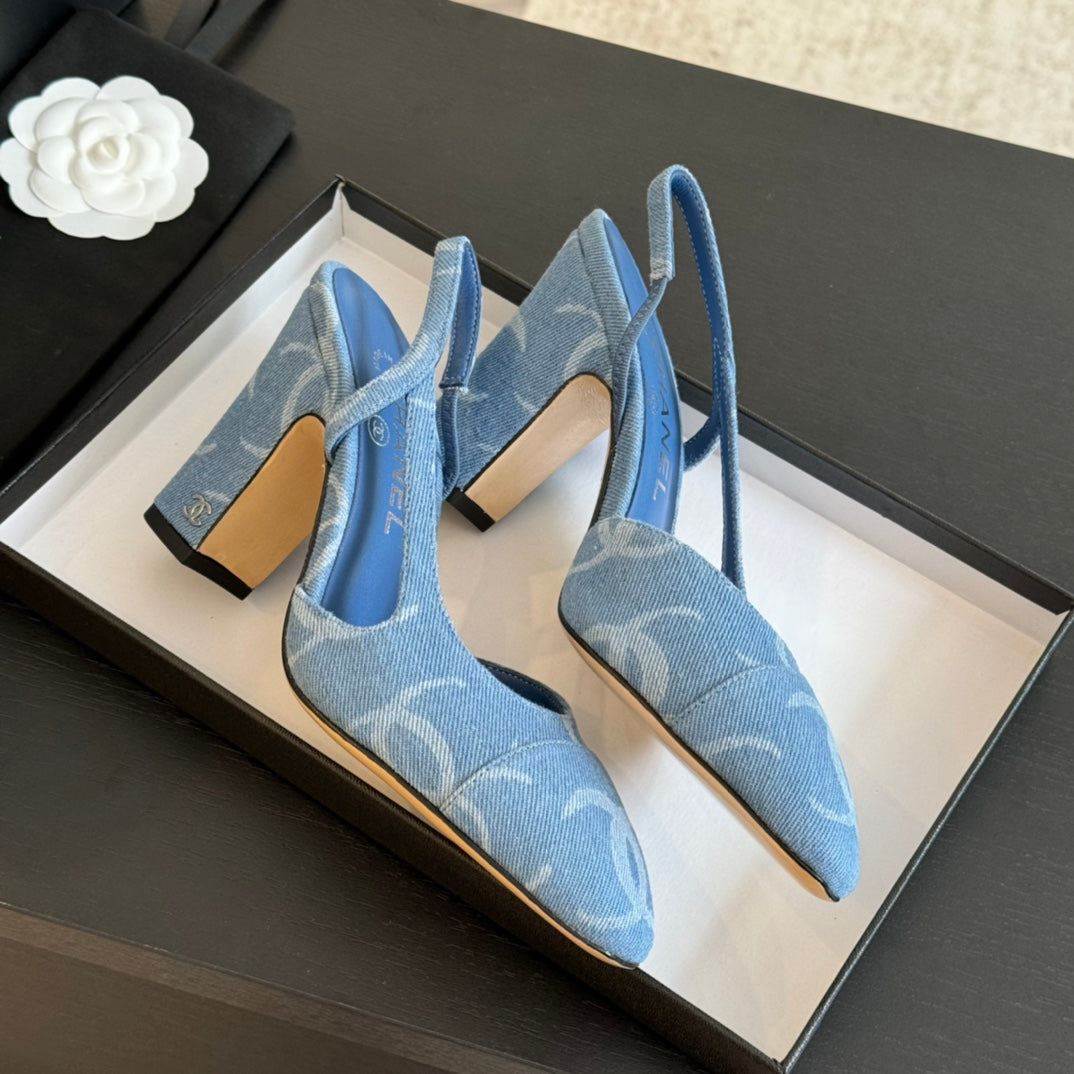 slingbacks 95 blue denim multi logo