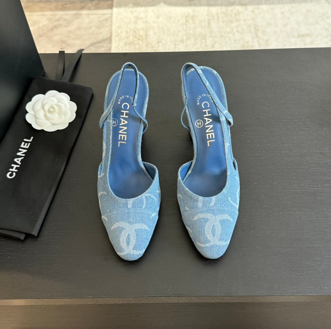 slingbacks 95 blue denim multi logo