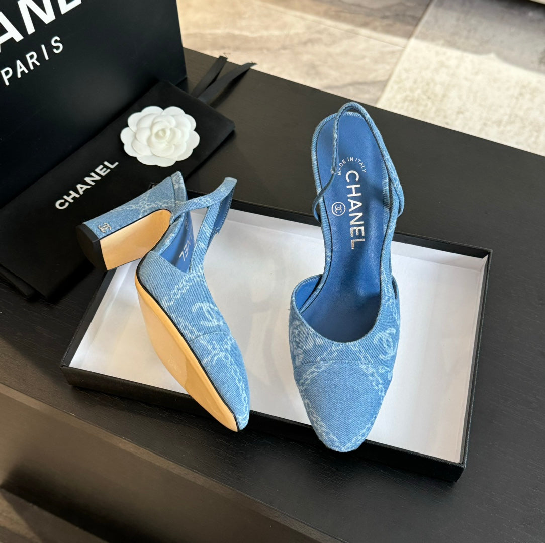 slingbacks 95 light blue denim