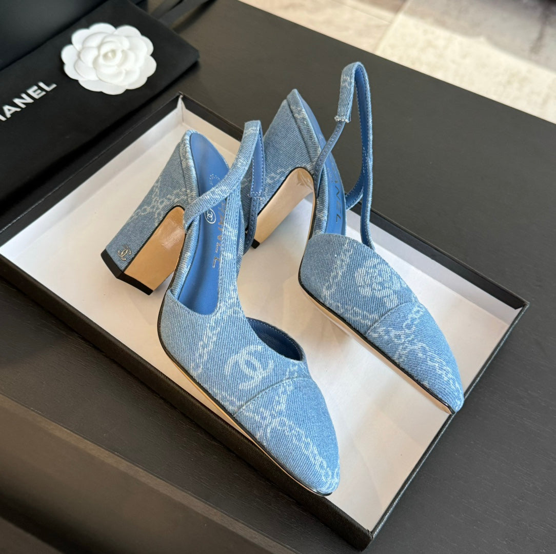 slingbacks 95 light blue denim