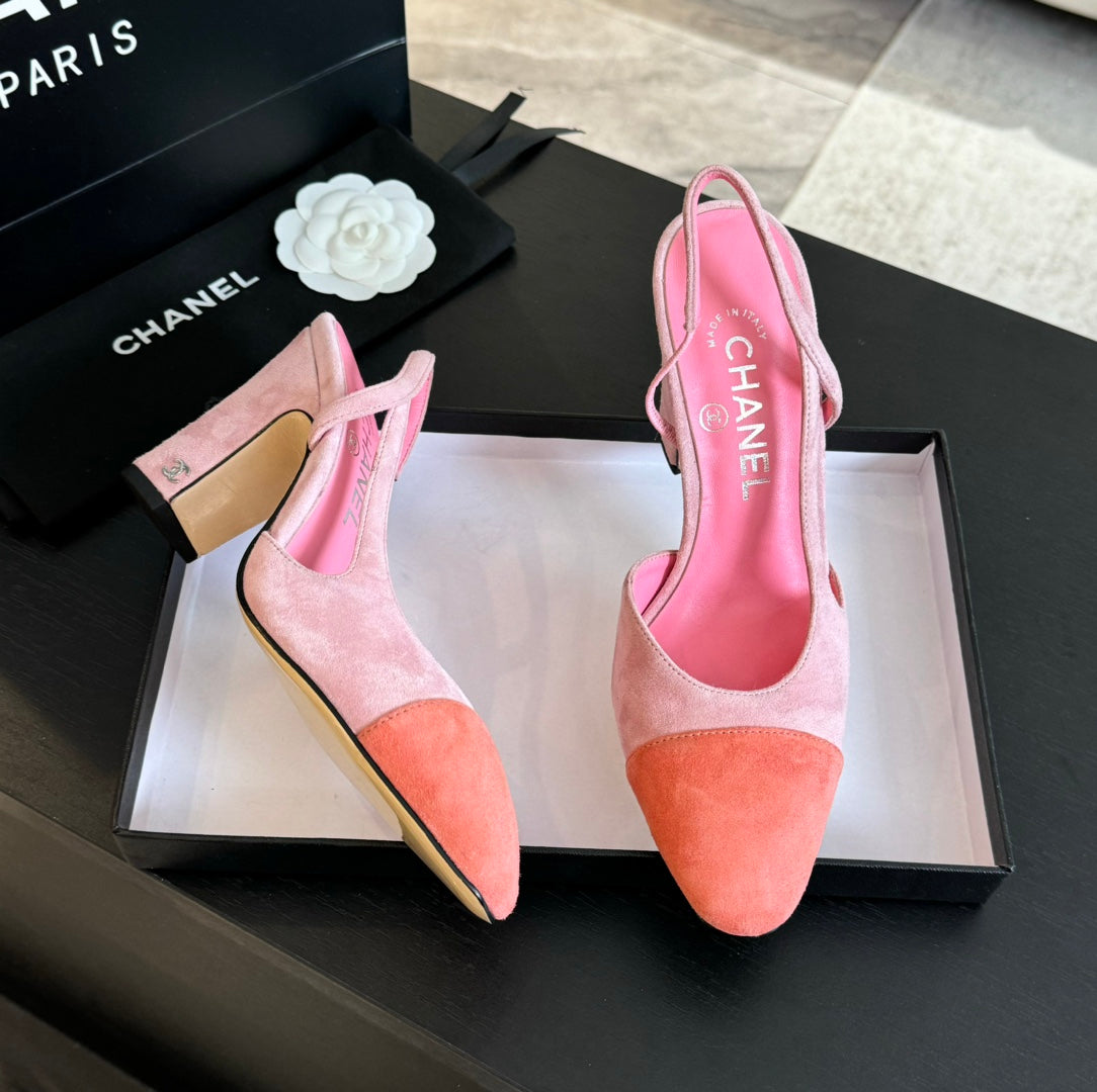 slingbacks 95 pink orange suede