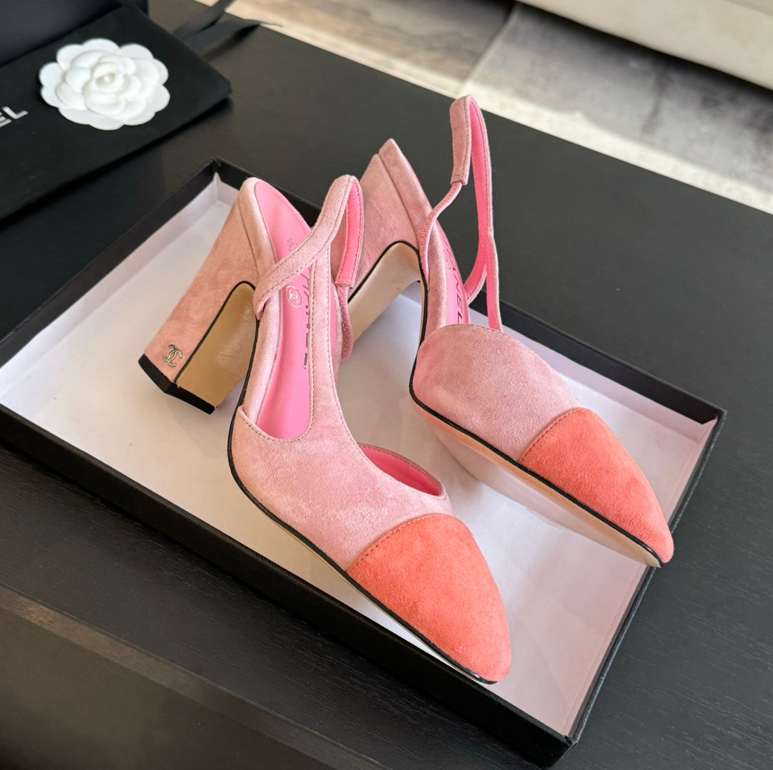 slingbacks 95 pink orange suede