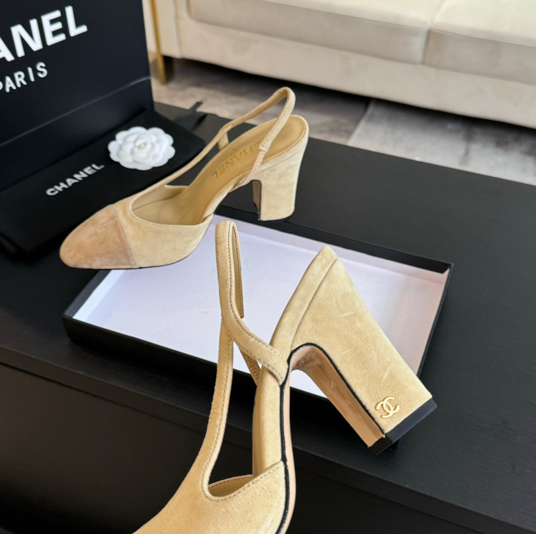 slingbacks 95 beige suede calfskin