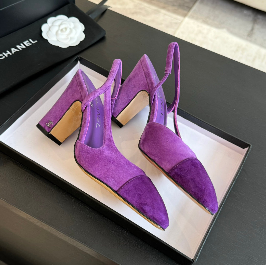 slingbacks 95 violet suede calfskin