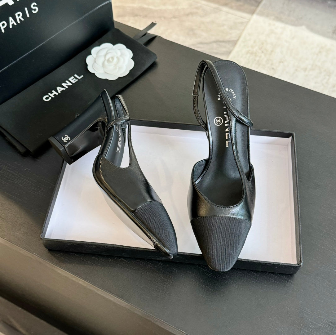 slingbacks 95 black calfskin black grosgrain