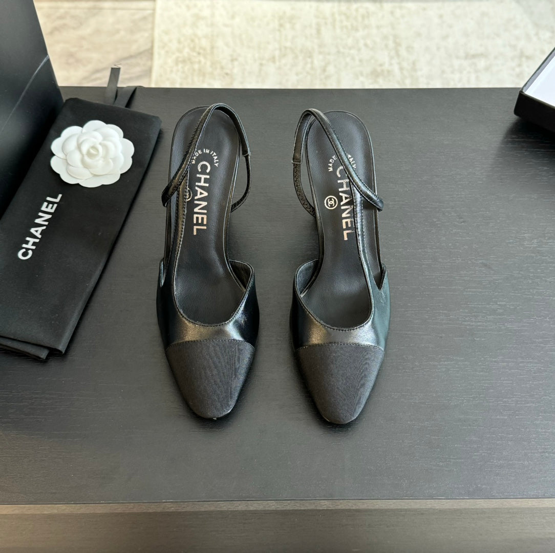 slingbacks 95 black calfskin black grosgrain