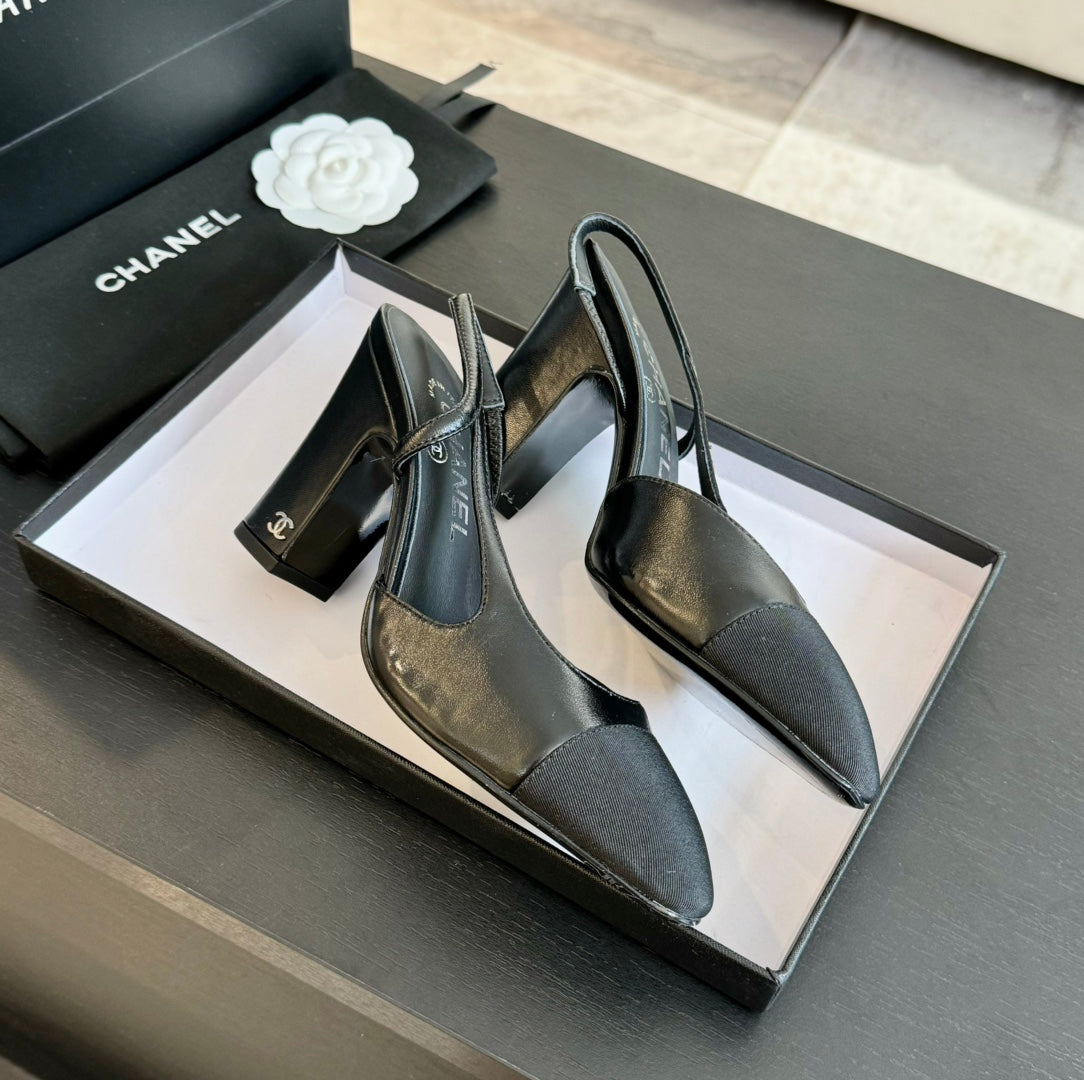 slingbacks 95 black calfskin black grosgrain