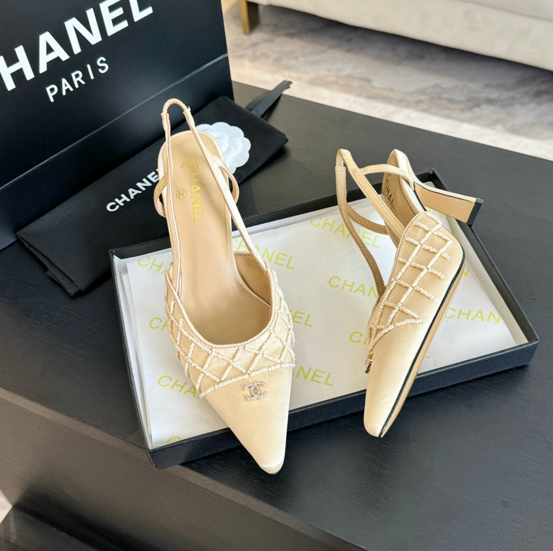 cc slingbacks 65 beige satin lambskin