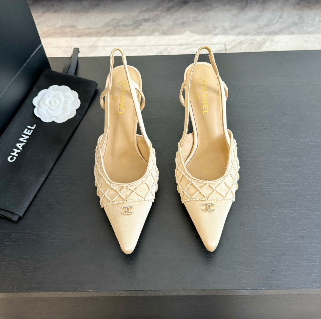 cc slingbacks 65 beige satin lambskin