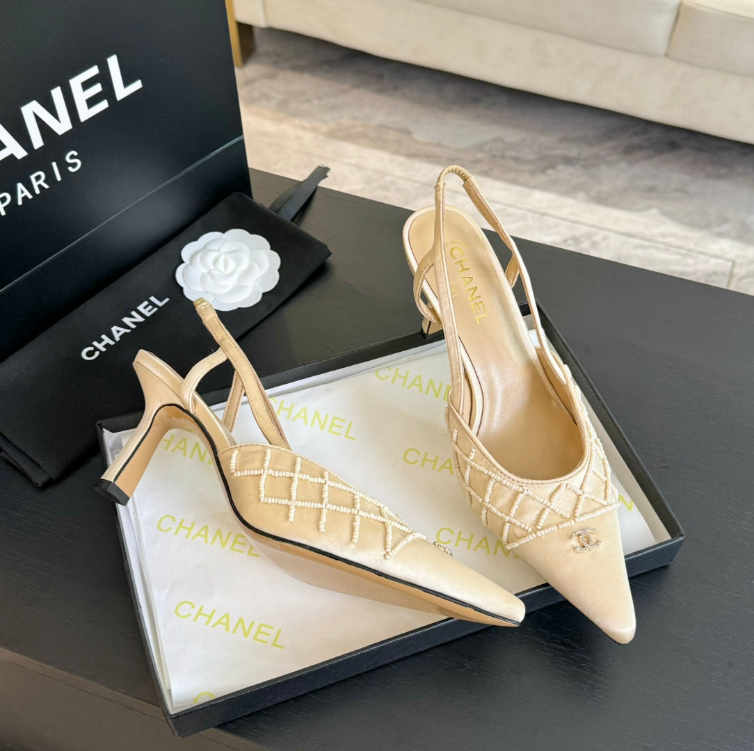 cc slingbacks 65 beige satin lambskin