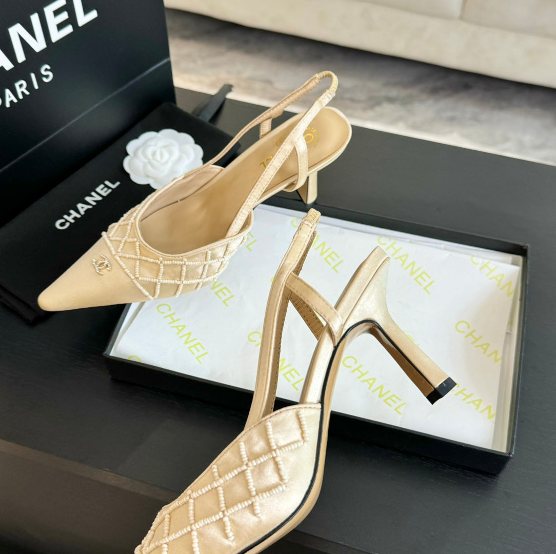 cc slingbacks 65 beige satin lambskin