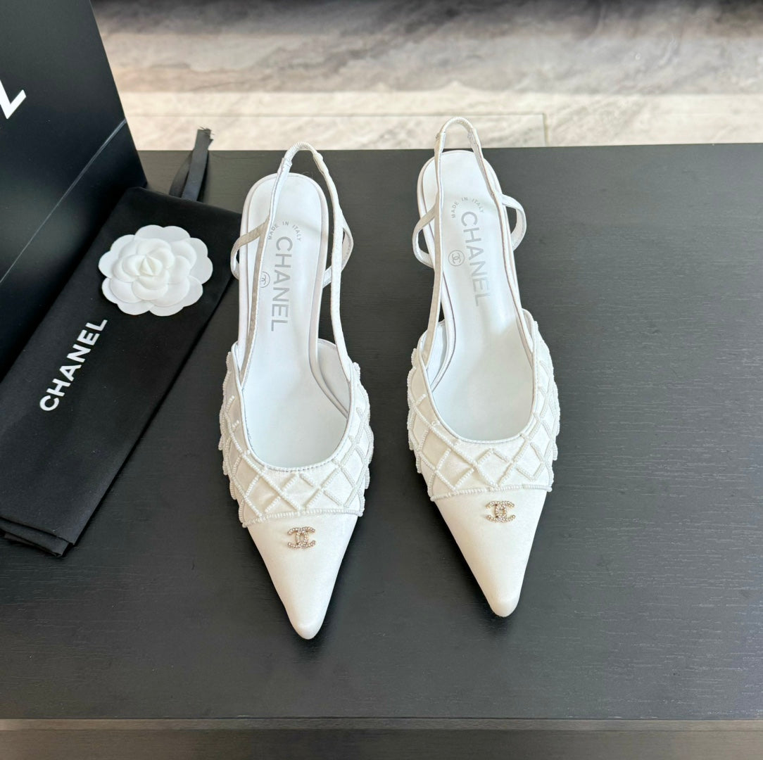 cc slingbacks 65 white satin lambskin