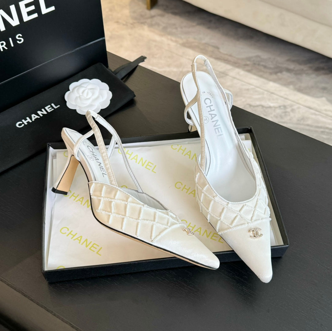 cc slingbacks 65 white satin lambskin