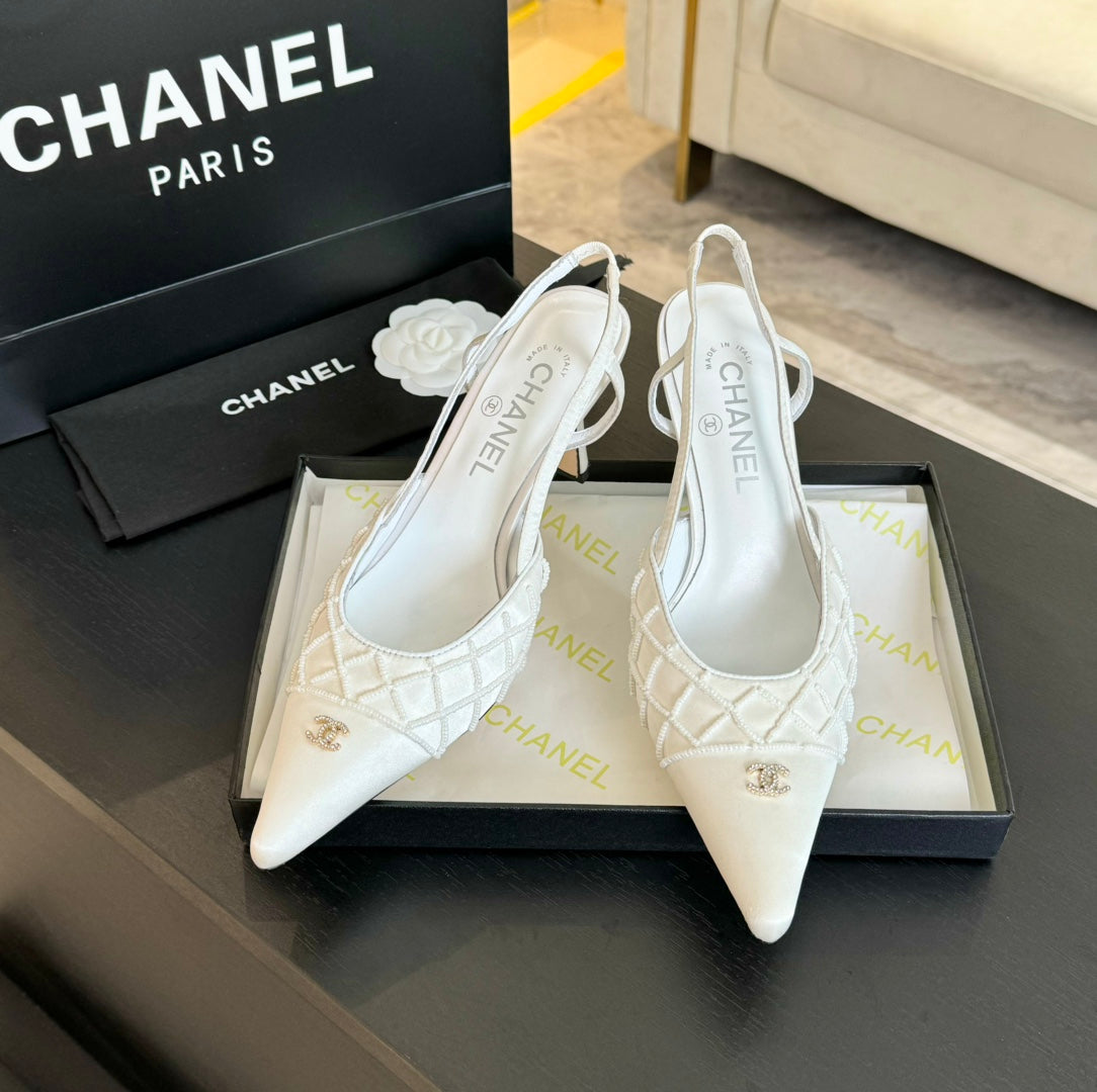 cc slingbacks 65 white satin lambskin