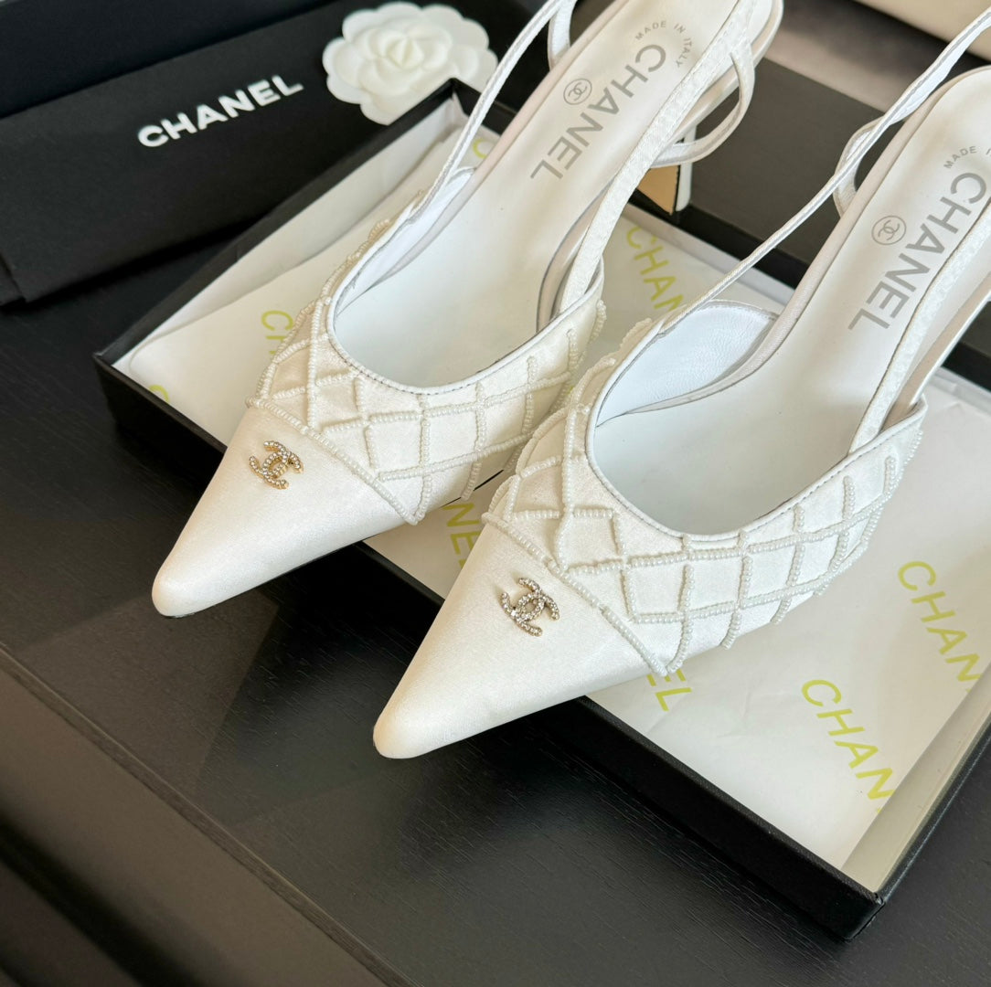 cc slingbacks 65 white satin lambskin