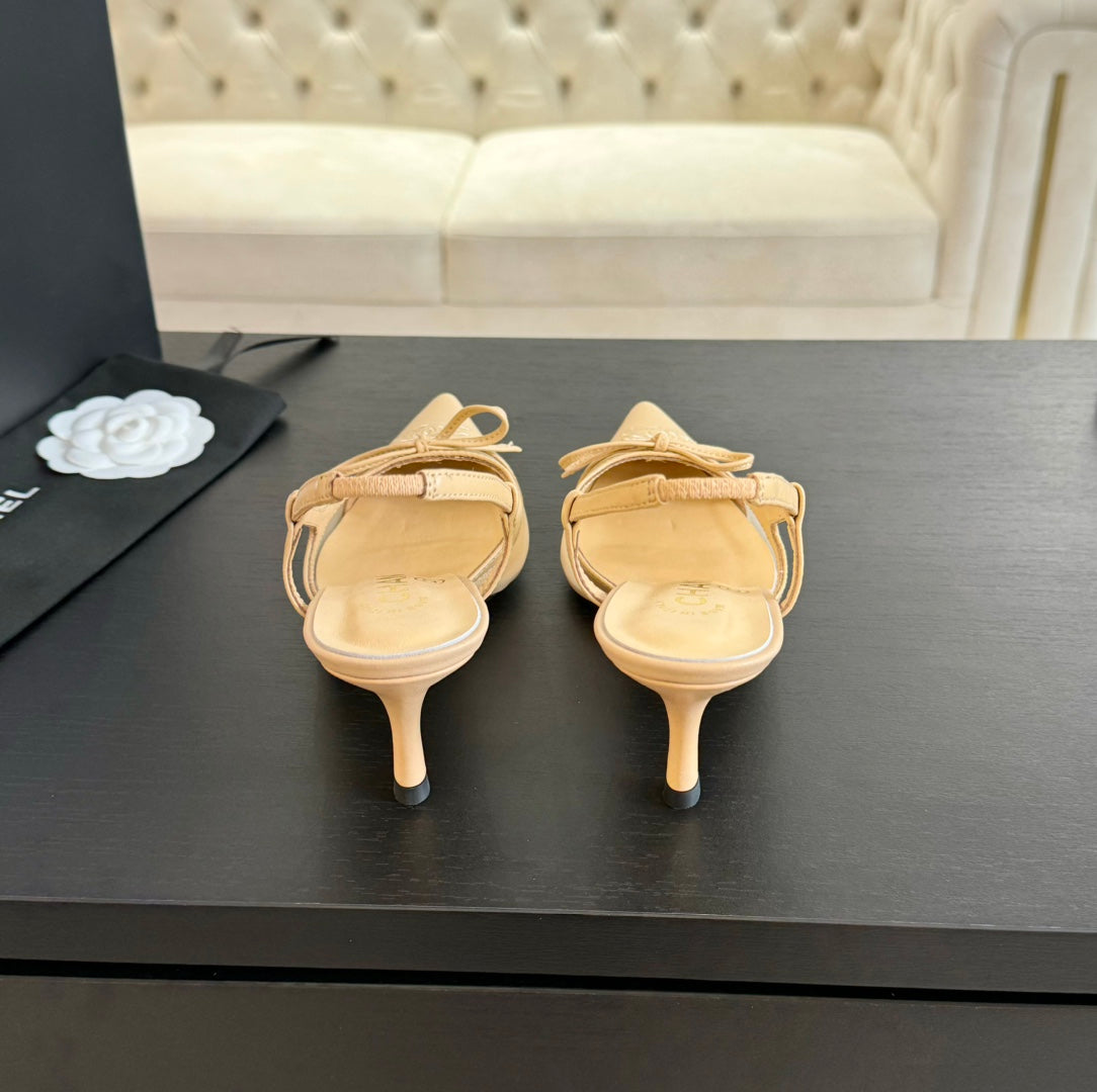 cc slingbacks 65 bow beige lambskin transparent fabric