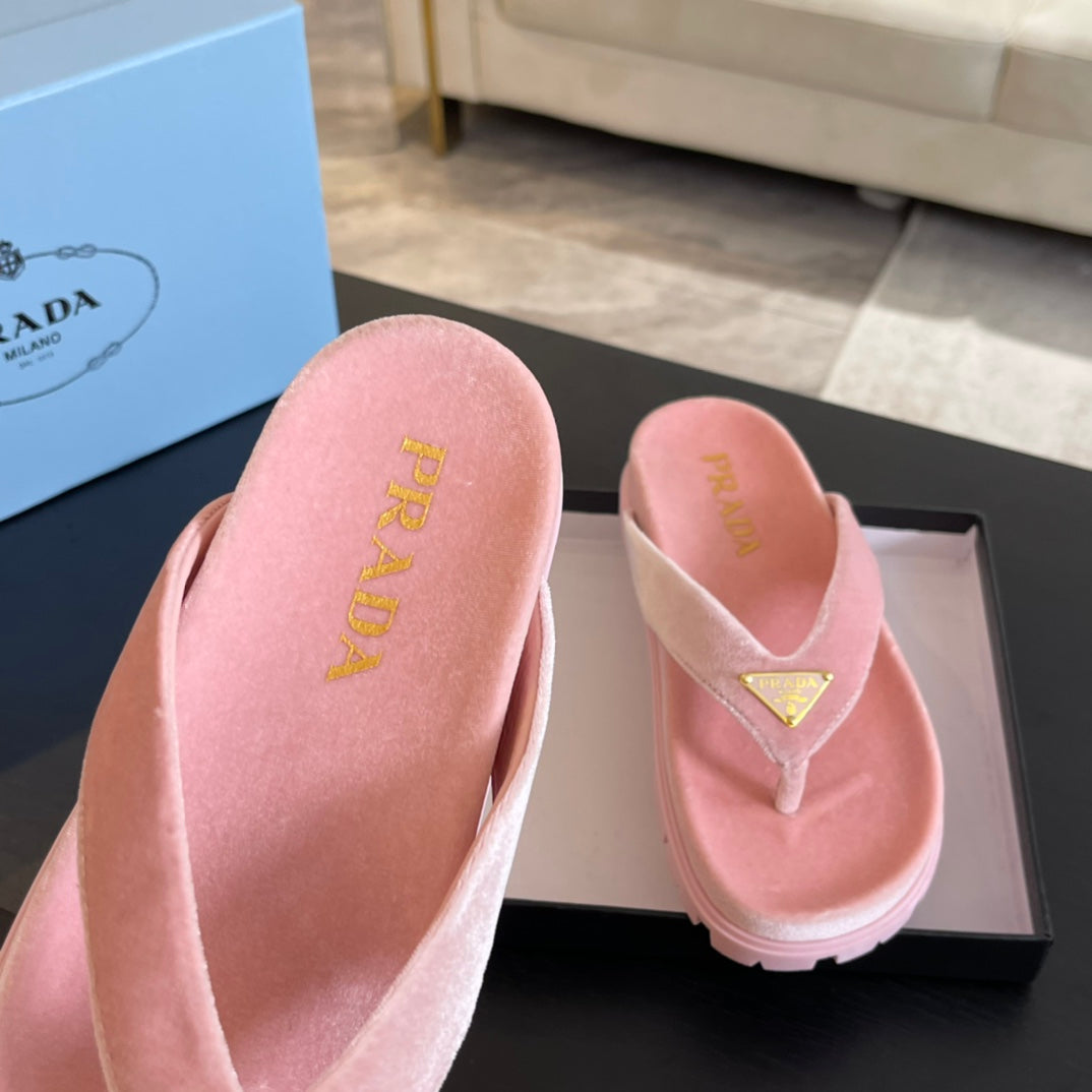 PRA RUBBER THONG SANDALS LIGHT PINK VELVET