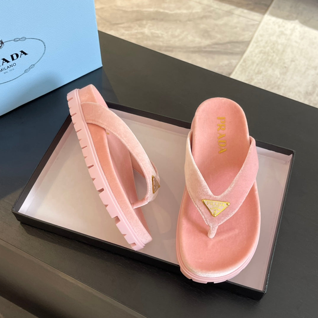 PRA RUBBER THONG SANDALS LIGHT PINK VELVET