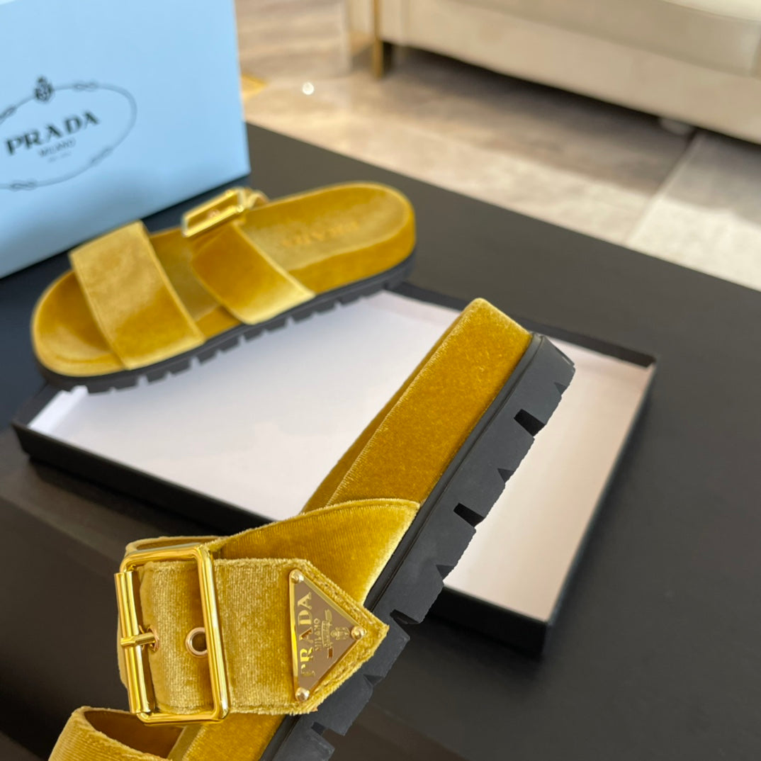 PRA SLIDES SANDALS AMBER VELVET