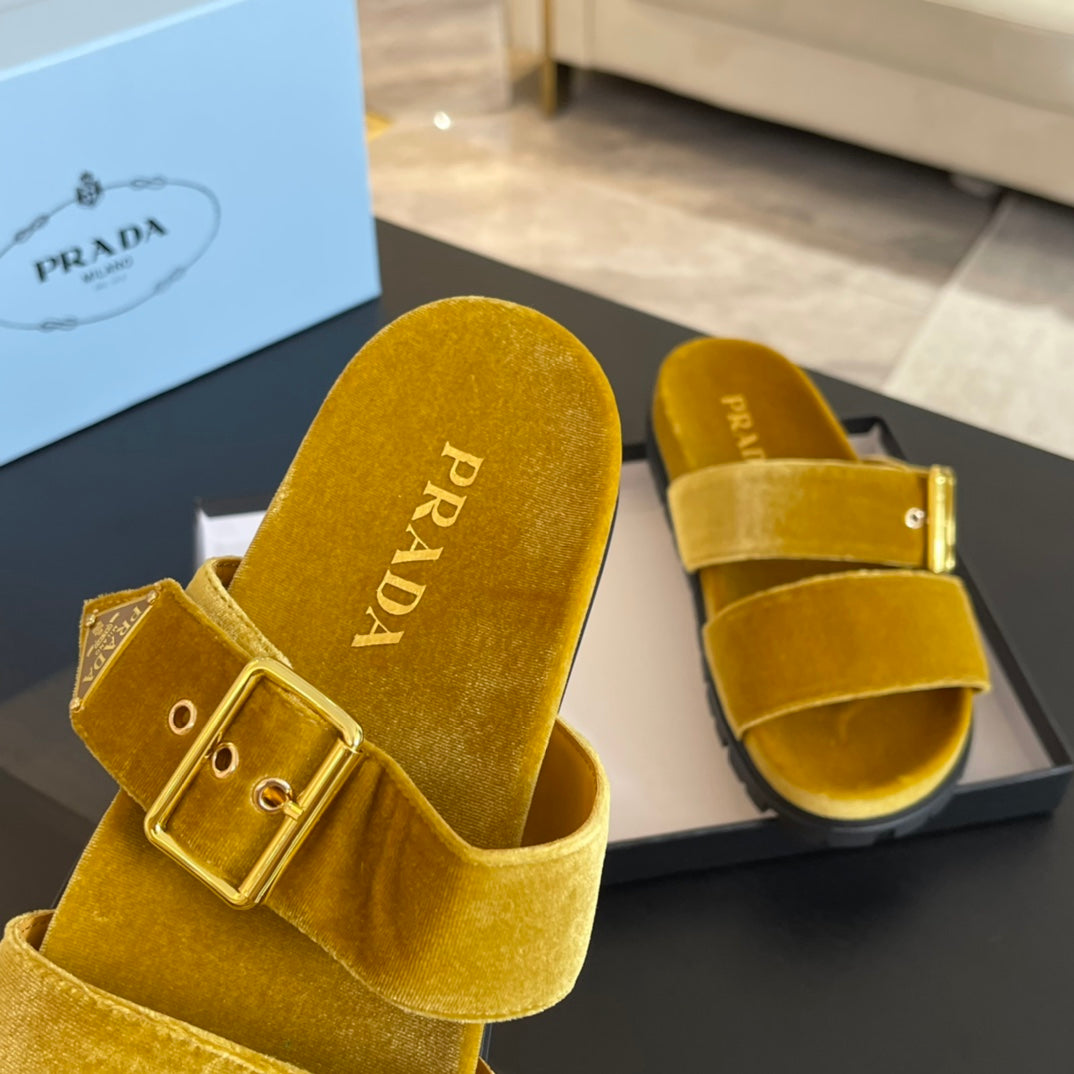 PRA SLIDES SANDALS AMBER VELVET