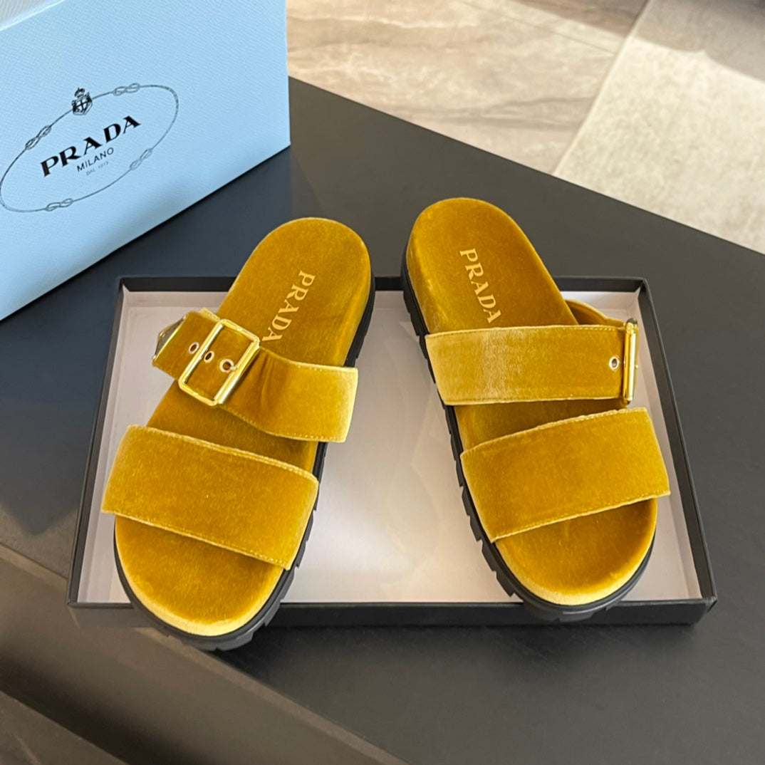 PRA SLIDES SANDALS AMBER VELVET