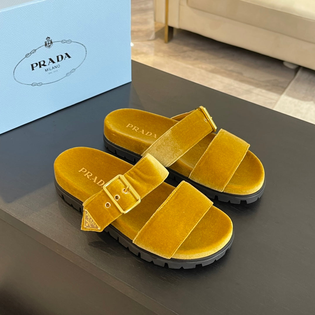 PRA SLIDES SANDALS AMBER VELVET