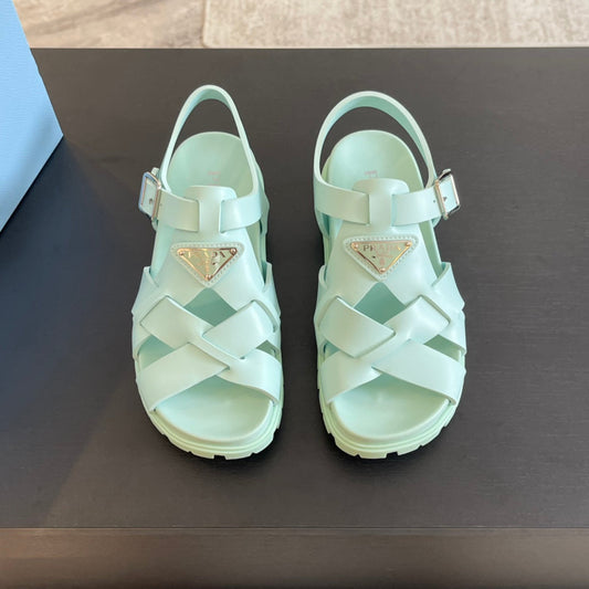 PRA CRISSCROSS RUBBER SANDALS MINT CALFSKIN