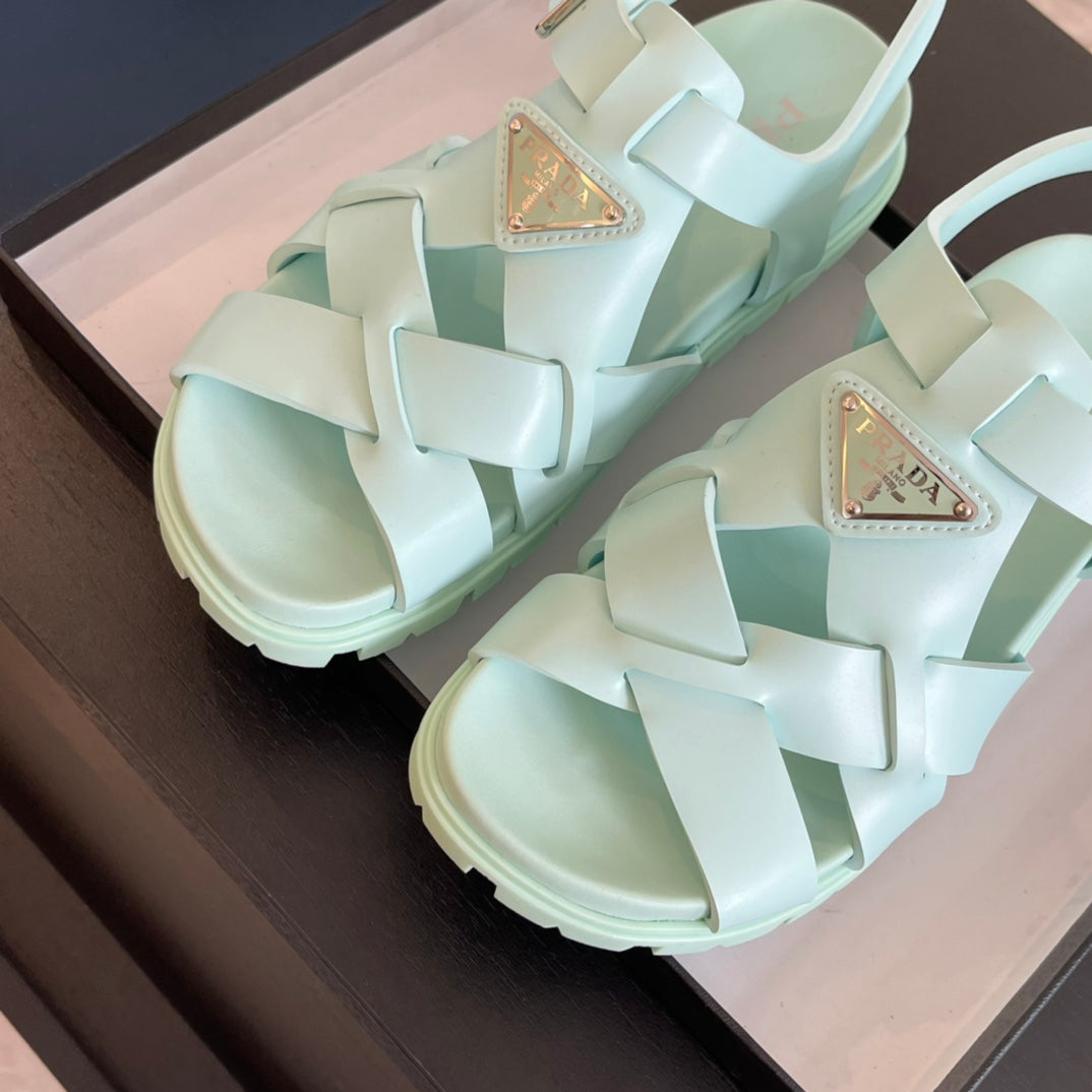 PRA CRISSCROSS RUBBER SANDALS MINT CALFSKIN