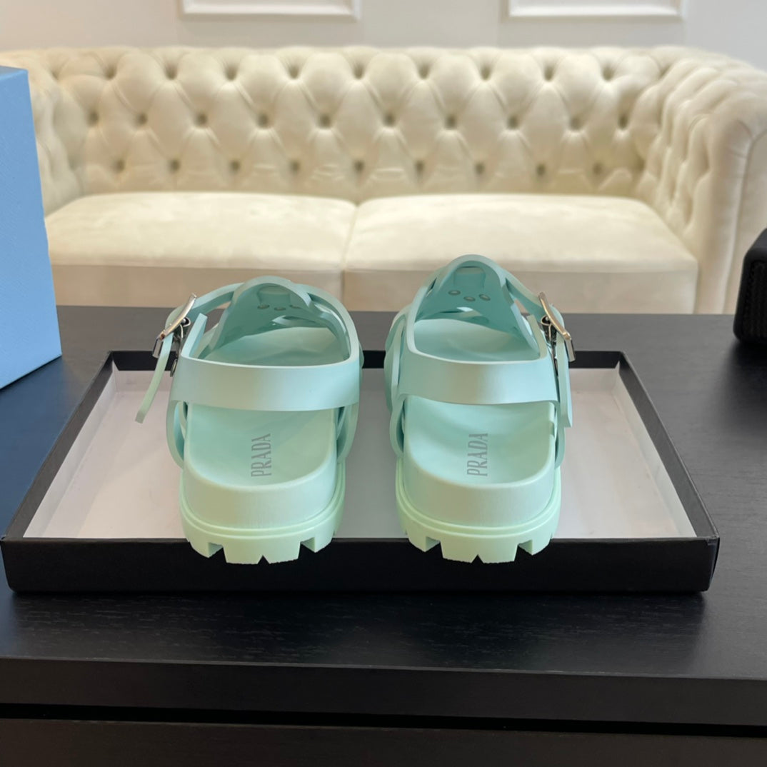 PRA CRISSCROSS RUBBER SANDALS MINT CALFSKIN