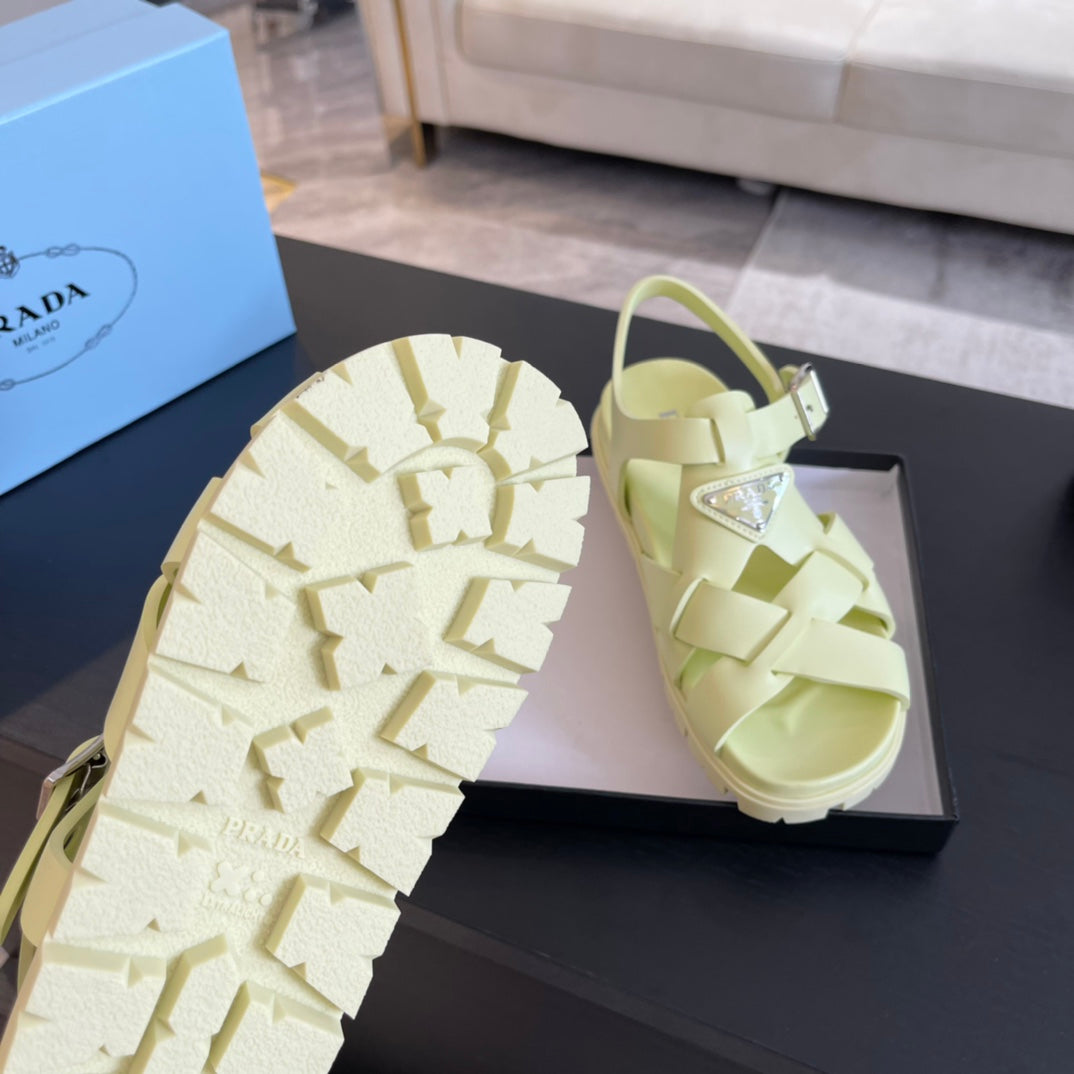 PRA CRISSCROSS RUBBER SANDALS LIME CALFSKIN